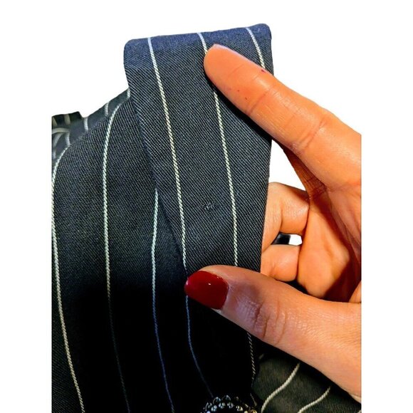 Vintage Nikita Navy Blue Pinstripe Blazer Size 3 - Picture 4 of 4